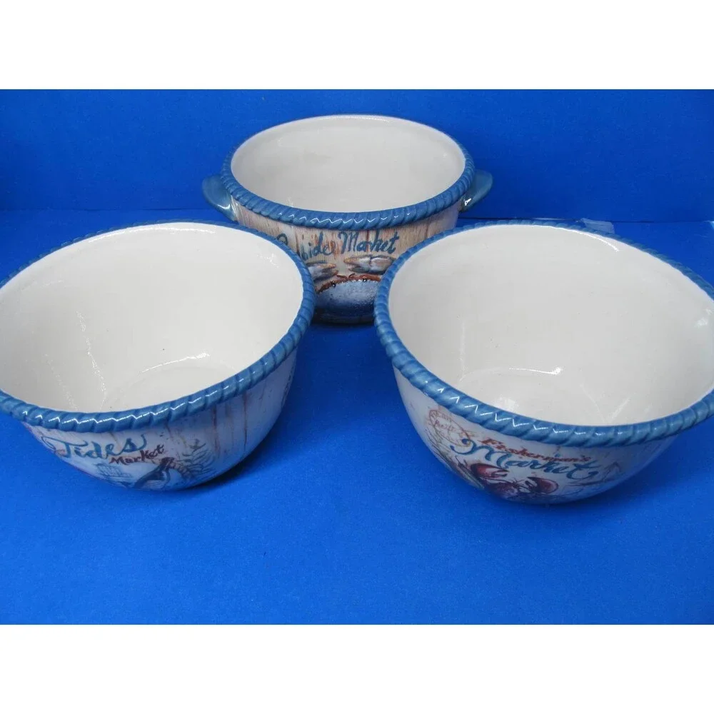 Certified international Seaside Market Bowls bundle of 3